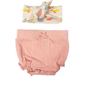 Angel Dear Pink Diaper Cover and Sushi Print Headband Set Bamboo 12-18 Months